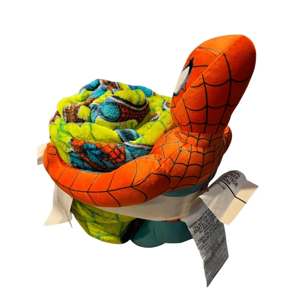 Marvel Spider-Man Plush Buddy and Throw Blanket Set The Big One Kids Green New